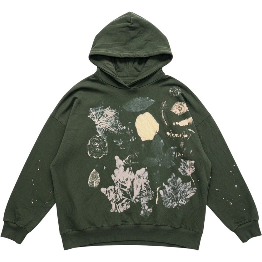 Buffalo David Bitton Mens XXL Olive Green Botanical Leaf Artisan Print Hoodie